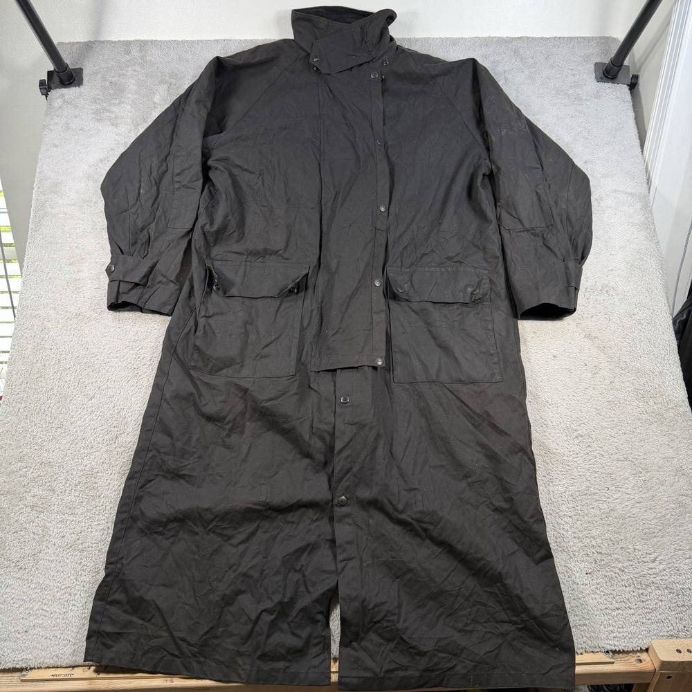 Australian Outback Collection Coat Mens Medium Black Dover Oilskin Waxed Duster